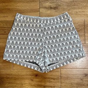ZARA | Off-White/Black Jacquard Hi-Waist Shorts